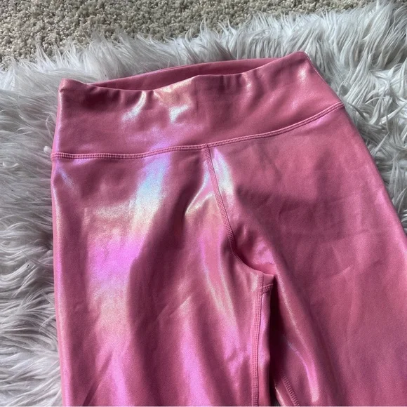 Wear It To Heart Pink Metallic Iridescent Leggings